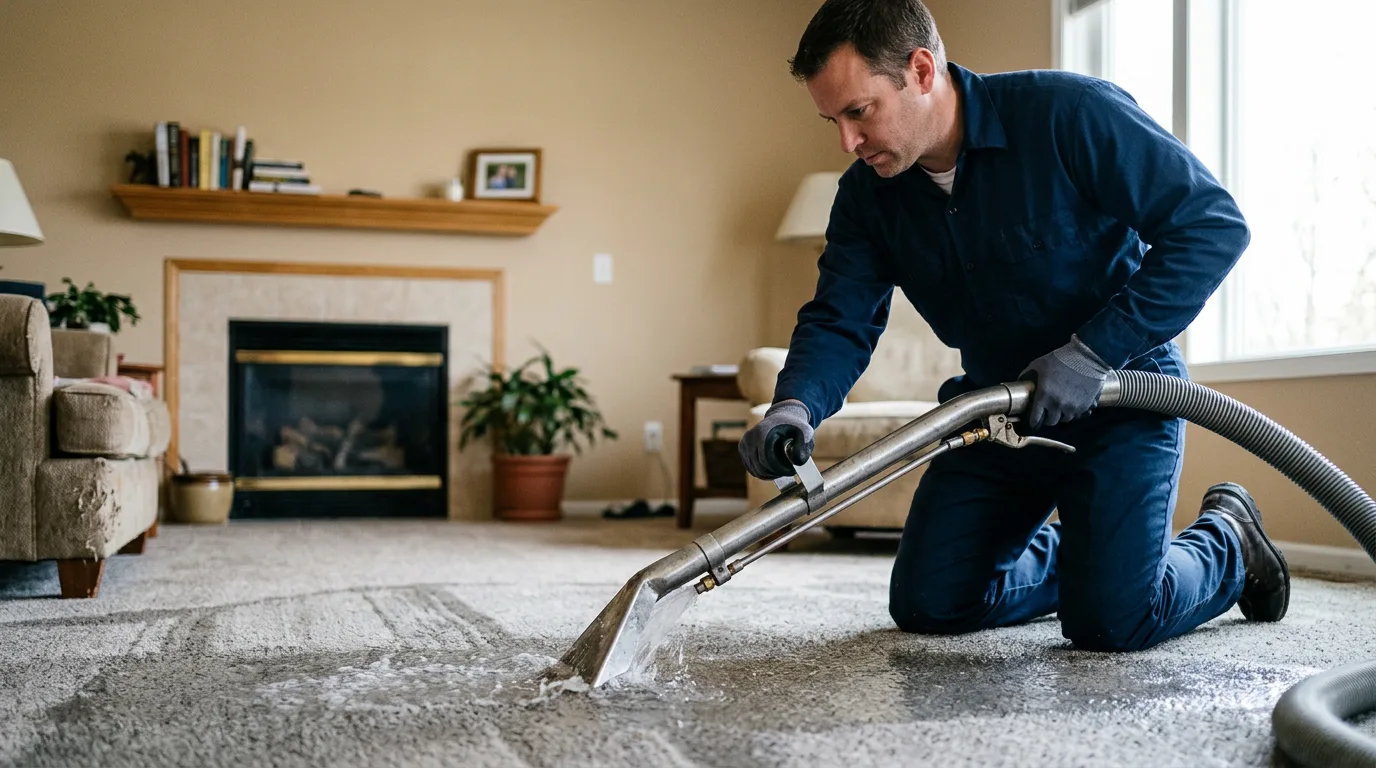 Water damage restoration technician working near Garland City, AR